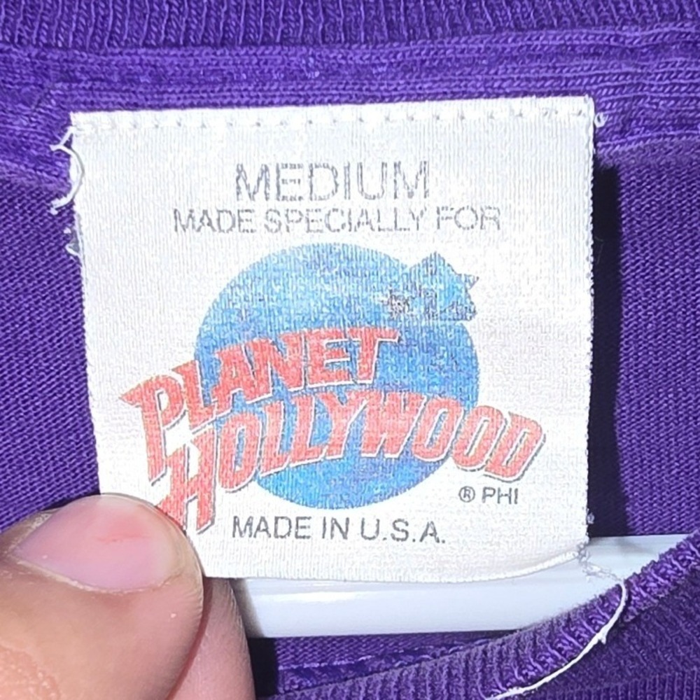 Vintage Planet Hollywood Walt Disney World TShirt Purple Mens Medium Made in USA - Picture 2 of 3